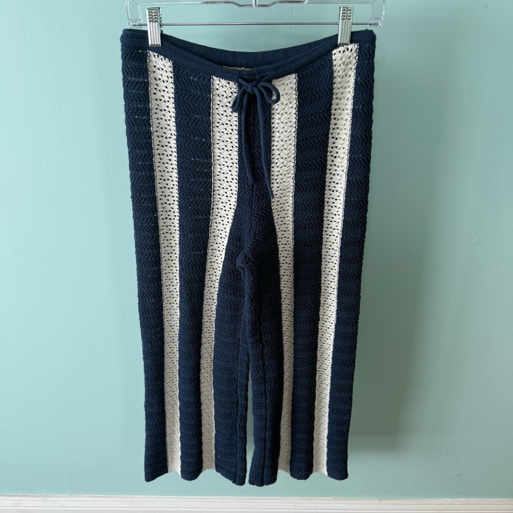 Free People Joan Fauxchet Crochet Set Size S One Shoulder Top Low Rise wide Leg - Picture 15 of 16